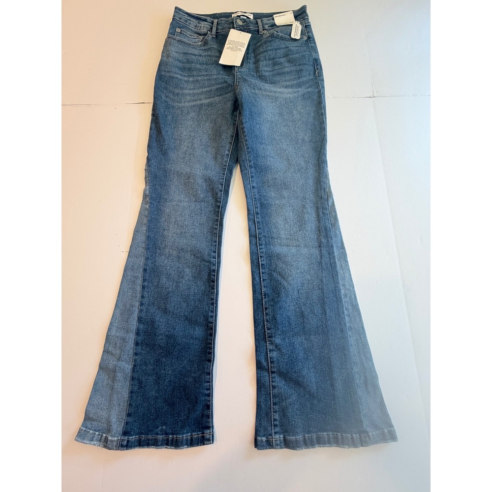 Marc New York High Rise Bootcut Jeans Spliced Contrast Denim Blue Size 10 NEW